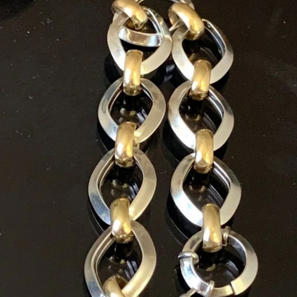 14k Big Links Two Tone Bracelet - Picture 4 of 5